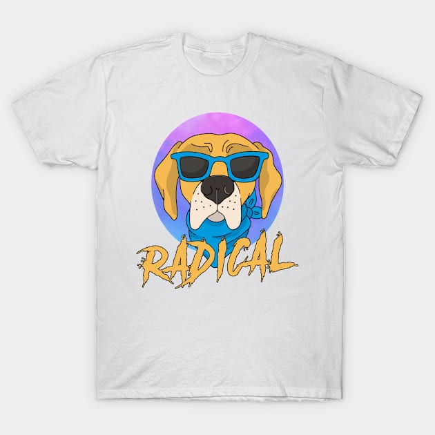 Radical Dog With Sunglasses Design, funny dog lover T-Shirt by Flaash